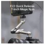 FALCAM F22 Quick Release 7-inch Magic Arm with dual-ball-heads attached to camera monitor setup, showcasing flexible 360° rotation and secure F22 quick release plates