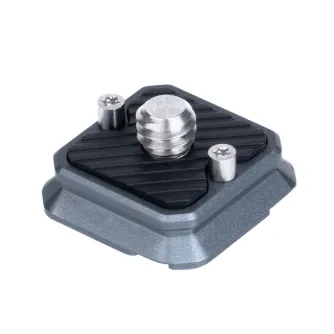 FALCAM F22 Quick Release Plate - Black aluminum camera mounting plate featuring dual locating pins and anti-slip rubber padding for secure attachment in the F22 system