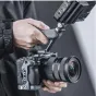 Falcam F22 Quick Release Basic Plate used with DSLR camera and external light panel for quick mounting transitions