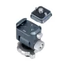 Falcam F22 ātra atbrīvošanas pan-tilt galvas komplekts melnā krāsā, ar 360° panorāmu un 180° pagriezienu, iekļauj ātras atbrīvošanas plāti ar 1/4-20 skrūvi un gumijas ielikni drošai kameru un aksesuāru montāžai.