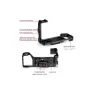 FALCAM Quick Release L-Bracket for Sony a7C II with F22, F38, F50 compatibility – top and side view showing cold shoe mount, 1/4” threaded hole, ARRI positioning hole, and wrist strap hole for secure camera attachment