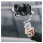 FALCAM F38 Quick Release System for DJI RS 4 Mini with anti-deflection plate and gear-based balancing in use, ensuring fast camera mounting and precise gimbal stability