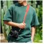 Falcam Maglink Quick Magnetic Buckle Shoulder Strap Classic V2 in red with camera, featuring a magnetic quick-release buckle and Dyneema rope tail for secure, adjustable crossbody or neck use.