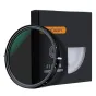K&F Concept 77mm Nano-X CPL+Variable ND2-ND32 waterproof filter with green coating, displayed with packaging box showing ND scale and anti-scratch protection
