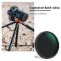 K&F Concept 82mm Nano-X Variable ND Filter with anti-reflective nanocoating on both sides, used with a DSLR camera on a tripod and close-up of the filter surface