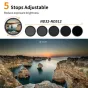 K&F Concept 82mm Nano-X Variable ND Filter set with 5-stop adjustable range ND32-ND512, showcasing optical clarity and long exposure photography potential.