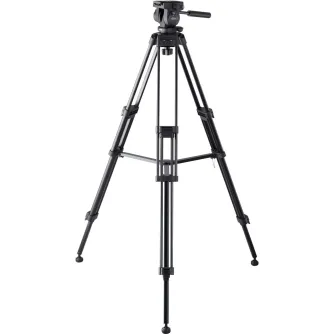 Libec 650EX two-section tripod with sliding plate and quick-release leg locks, fully extended for use with DSLR cameras