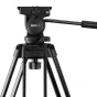 Libec 650EX tripod with sliding 1/4-inch plate and quick-release leg locks, top view showing two-section legs and adjustable bowl