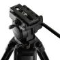 Libec 650EX tripod with sliding plate and quick-release leg locks, close-up view of the head and mounting plate
