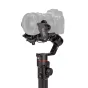 Manfrotto Follow Focus for Gimbal with multi-function knob attached to Canon camera lens on MVG gimbal system, USB-C connection visible