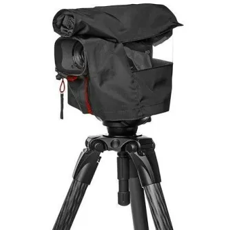 Manfrotto Pro Light CRC-13 kameras segls ar caurredzami TPU paneļiem vieglai piekļuvei vadības elementiem, uzstādīts uz statīva galvas aizsardzībai pret laika apstākļiem.