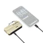 SmallRig 1x Battery and Charger Kit (Brown) with carabiner, connected to smartphone displaying 75% battery level, compact and portable design