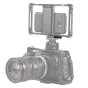 SmallRig Mini Safety NATO Rail mounted on a smartphone cage holding two phones for versatile camera monitoring and rig setups