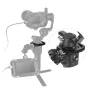 SmallRig BSS2412 clamp for DJI Ronin-SC gimbal with quick-release lock and multiple threaded accessory mounts, securing a Sony camera setup with a monitor attachment.
