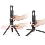 SmallRig DT-02 3256 compact tabletop tripod with ball head and smartphone holder in use, showcasing height adjustment and quick-release mechanism