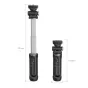 SmallRig SR-RG1 wireless camera grip with extendable selfie stick design, showcasing compact and extended views with precise measurements.