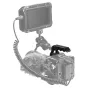 SmallRig Universal Top Handle MD2393 with monitor and furry windshield for cinematic camera rigs, featuring Arri Lock and integrated hex spanner tool