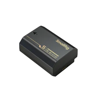 SmallRig USB-C battery for Sony NP-FZ100 cameras with 2600mAh capacity, featuring gold-embossed branding and a compact design for fast USB-C charging.