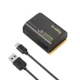 SmallRig USB-C battery pack for Sony NP-FZ100 with 2600mAh capacity, featuring gold accents and a USB-A to USB-C charging cable for fast recharging.