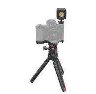 SmallRig vlogging kit for Sony ZV-E10 featuring a mini LED light, tripod with fluid head, and cold shoe adapter for professional video recording and vlogging.SmallRig vlogging kit for Sony ZV-E10 featuring a mini LED light, tripod with fluid head, and cold shoe adapter for professional video recording and vlogging.