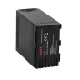 SWIT 73Wh Li-Ion battery pack LB-CA50 for Canon BP-A type devices, side view showing technical details and textured grip surface