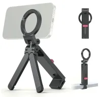 Ulanzi MA88 MagLock phone holder tripod with MagSafe compatibility, featuring adjustable tripod legs, 360° rotation, and a magnetic adapter ring for non-MagSafe devices.Ulanzi MA88 MagLock phone holder tripod with MagSafe compatibility, featuring adjustable tripod legs, 360° rotation, and a magnetic adapter ring for non-MagSafe devices.