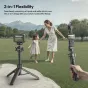 Ulanzi MT90 2-in-1 selfie stick and tripod with Cka quick-release mount, extended to 62cm, holding a smartphone for outdoor photography and video recording