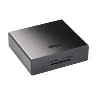 Wise UHS-II SD/microSD kartes lasītājs ar trim augstas ātruma slotiem vienlaicīgai failu pārsūtīšanai, elegants melns alumīnija dizainsWise UHS-II SD/microSD kartes lasītājs ar trim augstas ātruma slotiem vienlaicīgai failu pārsūtīšanai, elegants melns alumīnija dizains