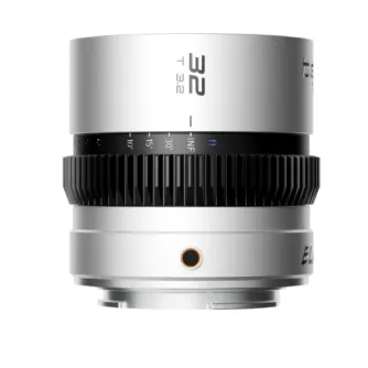 Blazar Beetle 32mm 1.33X Z-mount pancake anamorphic lens featuring a 90° rotation button and fixed T3.2 aperture