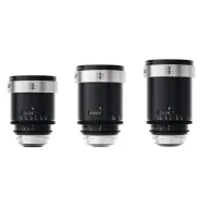 Blazar Cato 2X full-frame anamorphic lens set featuring 55mm T2.0, 85mm T2.8, and 125mm T4.0 lenses shown from the front, with interchangeable PL mount and signature silver flares for cinematic filmmakingBlazar Cato 2X full-frame anamorphic lens set featuring 55mm T2.0, 85mm T2.8, and 125mm T4.0 lenses shown from the front, with interchangeable PL mount and signature silver flares for cinematic filmmaking