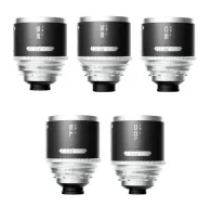 Комплект анаморфных объективов Blazar MANTIS 1.33X Full Frame с фокусными длинами 25мм, 35мм, 50мм, 75мм и 100мм, вид спередиКомплект анаморфных объективов Blazar MANTIS 1.33X Full Frame с фокусными длинами 25мм, 35мм, 50мм, 75мм и 100мм, вид спереди