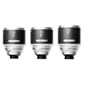 Blazar MANTIS 1.33X pilnformatīvās anamorfās 25mm/50mm/75mm objektīvu komplekts ar PL montāžu, piedāvājot kinomātisko 1.33X spiedienu un dzeltenīgas flāres