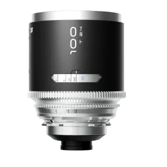 Blazar MANTIS 100mm T2.4 1.33X full-frame anamorphic lens with PL mount, front view showcasing 77mm filter thread and precision focus ring