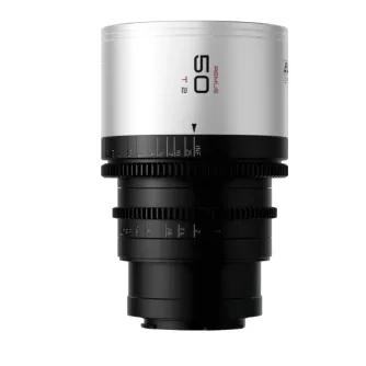 Blazar Remus-M 50mm T1.8 1.5x anamorphic lens for Sony E-mount - front view with 77mm filter thread and 80mm lens hood