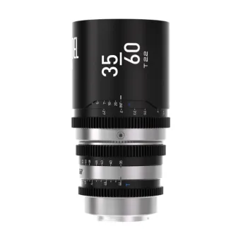 Blazar Sentinel 35-60mm T2.2-T2.8 full-frame anamorphic zoom lens for Sony E-mount cameras, featuring front and rear views with 77mm filter thread and 1.33x anamorphic squeeze