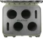 Blazar Viper 1.5X anamorphic 3-lens set carrying case interior view with custom cutouts for 35mm, 50mm, and 75mm PL mount lenses