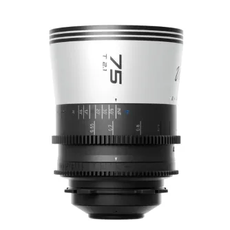 Blazar Viper 75mm T2.1 full-frame 1.5X anamorphic lens with ARRI PL mount, featuring a 16-blade iris and silver flares for cinematic filmmaking