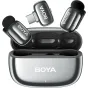 Boya bezvadu mikrofonu mini 2-02 komplekts ar USB-C uztvērēju, diviem pārraides ierīcēm un atvērtu uzlādes kastīti