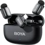 Комплект беспроводного микрофона Boya mini 2-02 с открытым зарядным кейсом, двумя передатчиками USB-C и встроенным приемником