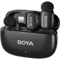 Boya wireless microphone mini 2-02 USB-C kit with two transmitters and charging case, sleek black design