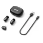 Boya wireless microphone mini 2-02 kit with USB-C receiver, two compact transmitters, charging case, and cable for seamless smartphone and computer recording