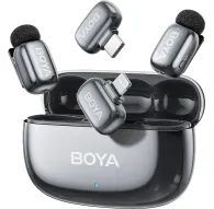 Boya bezvadu mikrofonu mini 2-01 komplekts ar USB-C un Lightning uztvērējiem atvērtā uzlādes korpusā, ar ultrakompaktām pārraides ierīcēm un augstas kvalitātes profesionālai mobilajai ierakstīšanaiBoya bezvadu mikrofonu mini 2-01 komplekts ar USB-C un Lightning uztvērējiem atvērtā uzlādes korpusā, ar ultrakompaktām pārraides ierīcēm un augstas kvalitātes profesionālai mobilajai ierakstīšanai