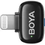 Boya mini 2-01 wireless microphone transmitter with Lightning connector, compact design for discreet mobile recording