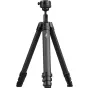 Peak Design Pro Tripod black with fluid video head, fully assembled and viewed from above showing sturdy aluminum legs and carbon fiber construction