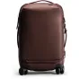 Brown Peak Design Roller Pro Carry-On suitcase rear view with retractable wheels and extended top handle