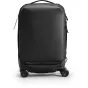 Peak Design Roller Pro Carry-On black suitcase rear view with SlimDrive™ handle, laptop sleeve, and Cord Hook™ system