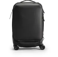 Peak Design Roller Pro Carry-On black suitcase rear view with SlimDrive™ handle, laptop sleeve, and Cord Hook™ systemPeak Design Roller Pro Carry-On black suitcase rear view with SlimDrive™ handle, laptop sleeve, and Cord Hook™ system