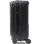 Peak Design Roller Pro Carry-On black luggage rear view showcasing the SlimDrive™ trolley handle and reinforced four-wheel base.