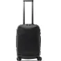 Чёрный чемодан Peak Design Roller Pro Carry-On с углеродной рукояткой SlimDrive, вид сзади, гибридная конструкция из поликарбоната и внешней оболочки Versa Shell