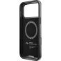 Peak Design Everyday Fabric Case for iPhone 17 Pro Max - slim black protective case with a minimalist design, featuring a circular logo and textured rubber bumper.